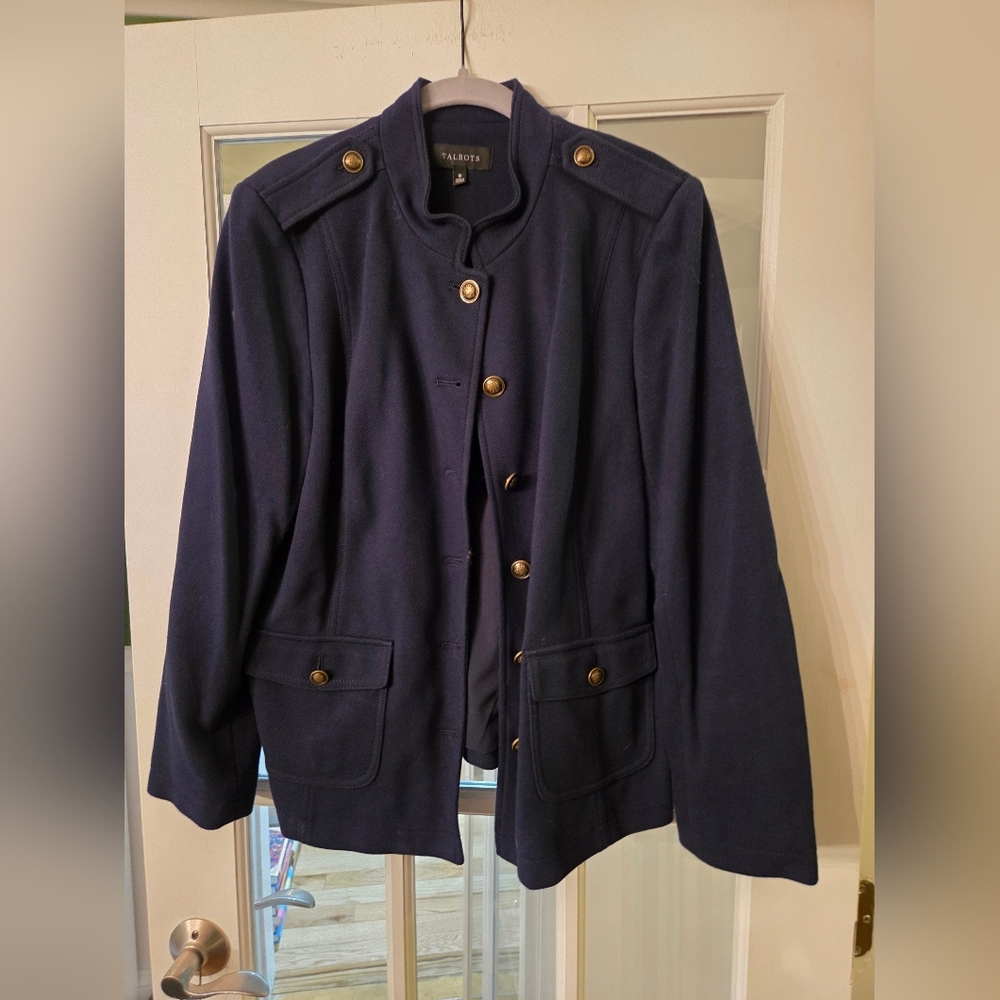 Talbots Navy Military-Style Button Blazer - Size 16 - Picture 2 of 8